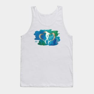 Two Gold Hearts on Watercolor Background Tank Top